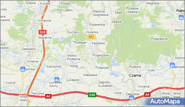 mapa Pogwizdów gmina Czarna, Pogwizdów gmina Czarna na mapie Targeo