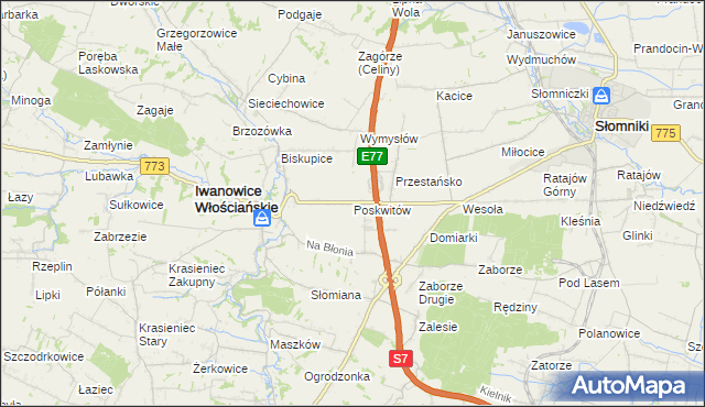 mapa Poskwitów, Poskwitów na mapie Targeo