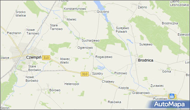 mapa Rogaczewo gmina Brodnica, Rogaczewo gmina Brodnica na mapie Targeo