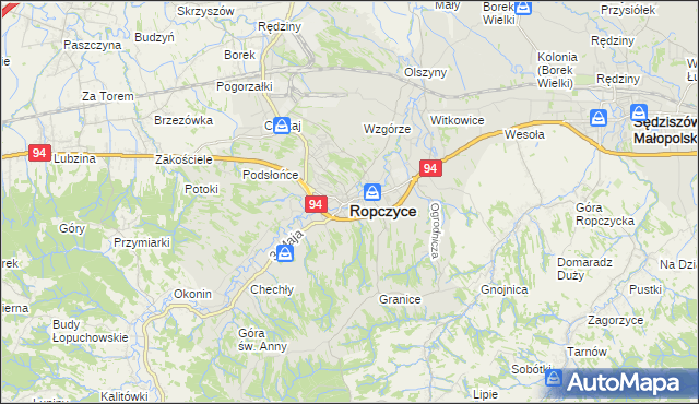 mapa Ropczyce, Ropczyce na mapie Targeo