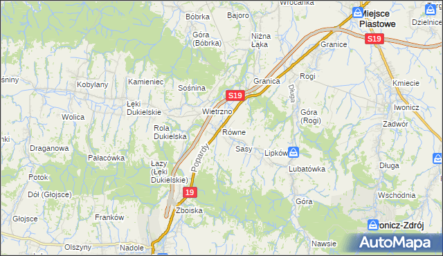 mapa Równe gmina Dukla, Równe gmina Dukla na mapie Targeo