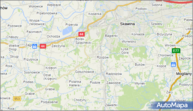 mapa Rzozów, Rzozów na mapie Targeo