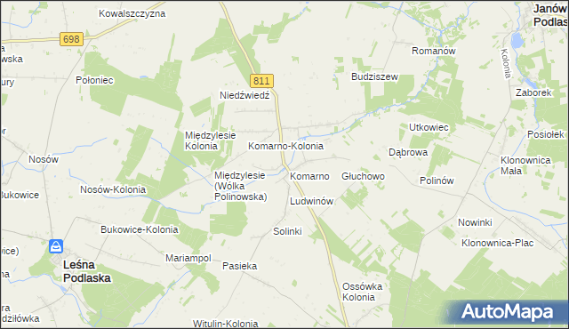 mapa Siekierka gmina Konstantynów, Siekierka gmina Konstantynów na mapie Targeo