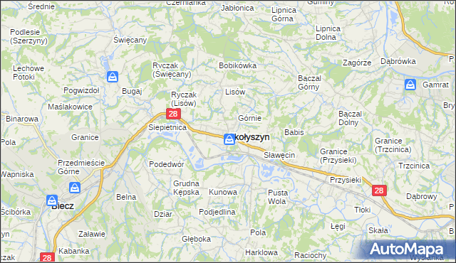 mapa Skołyszyn, Skołyszyn na mapie Targeo