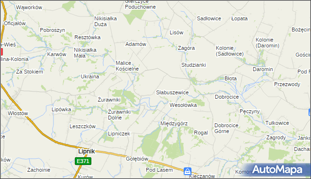 mapa Słabuszewice, Słabuszewice na mapie Targeo