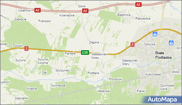 mapa Sławacinek Nowy, Sławacinek Nowy na mapie Targeo