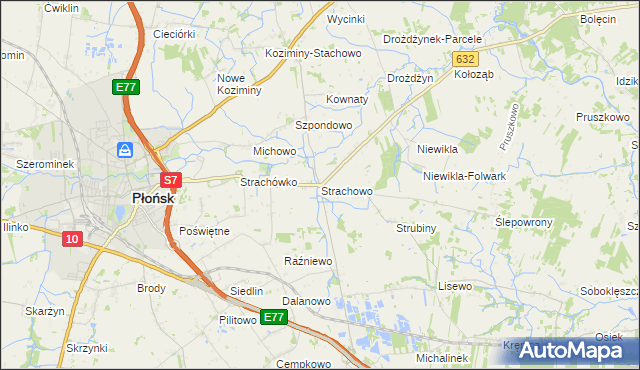 mapa Strachowo, Strachowo na mapie Targeo