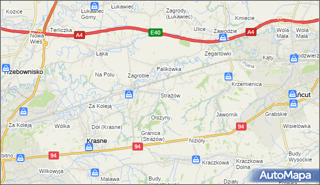 mapa Strażów, Strażów na mapie Targeo