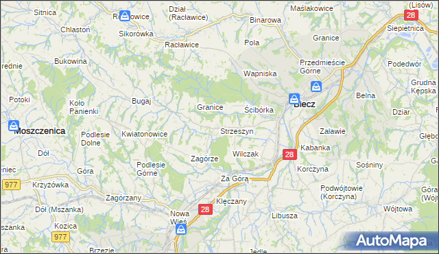 mapa Strzeszyn gmina Biecz, Strzeszyn gmina Biecz na mapie Targeo