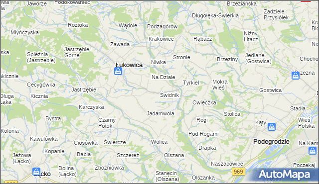 mapa Świdnik gmina Łukowica, Świdnik gmina Łukowica na mapie Targeo