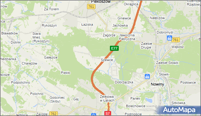 mapa Szewce gmina Sitkówka-Nowiny, Szewce gmina Sitkówka-Nowiny na mapie Targeo