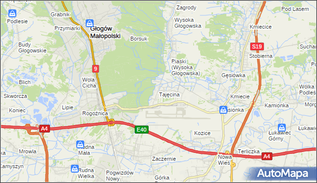 mapa Tajęcina, Tajęcina na mapie Targeo