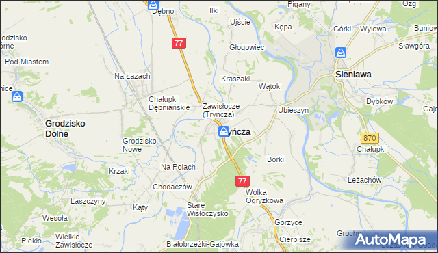 mapa Tryńcza, Tryńcza na mapie Targeo