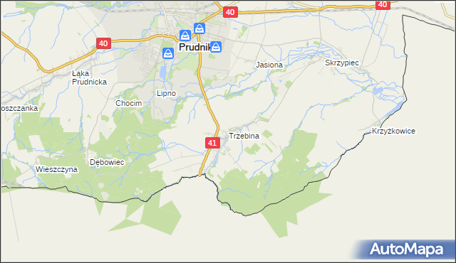 mapa Trzebina gmina Lubrza, Trzebina gmina Lubrza na mapie Targeo