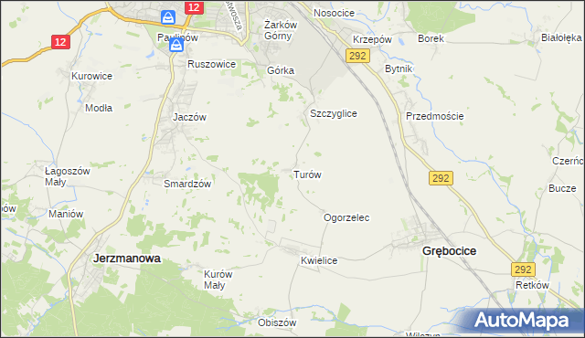mapa Turów gmina Głogów, Turów gmina Głogów na mapie Targeo