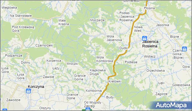 mapa Wola Komborska, Wola Komborska na mapie Targeo