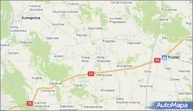 mapa Wola Wiązowa, Wola Wiązowa na mapie Targeo