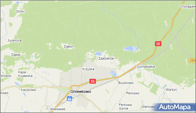 mapa Zajezierze gmina Gniewkowo, Zajezierze gmina Gniewkowo na mapie Targeo