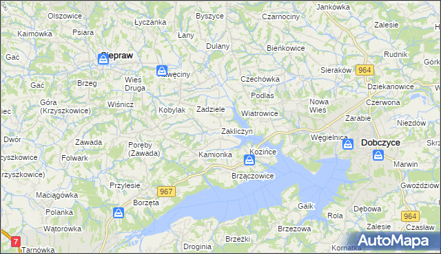 mapa Zakliczyn gmina Siepraw, Zakliczyn gmina Siepraw na mapie Targeo