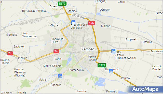 mapa Zamościa, Zamość na mapie Targeo