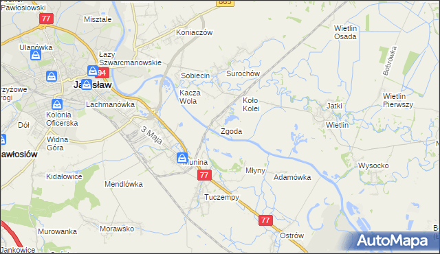 mapa Zgoda gmina Jarosław, Zgoda gmina Jarosław na mapie Targeo