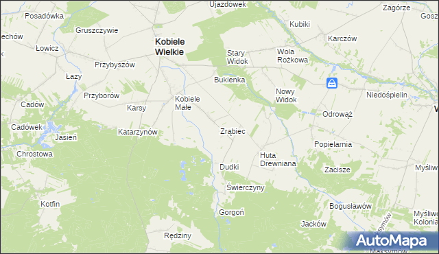 mapa Zrąbiec, Zrąbiec na mapie Targeo