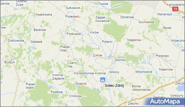 mapa Żuków gmina Solec-Zdrój, Żuków gmina Solec-Zdrój na mapie Targeo