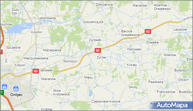 mapa Żyrów, Żyrów na mapie Targeo