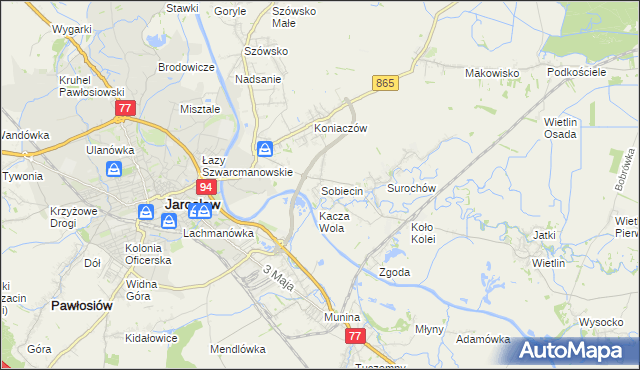 mapa Sobiecin, Sobiecin na mapie Targeo