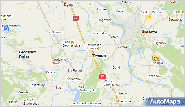 mapa Tryńcza, Tryńcza na mapie Targeo