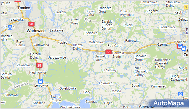 mapa Barwałd Dolny, Barwałd Dolny na mapie Targeo