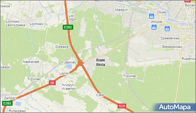 mapa Białe Błota powiat bydgoski, Białe Błota powiat bydgoski na mapie Targeo