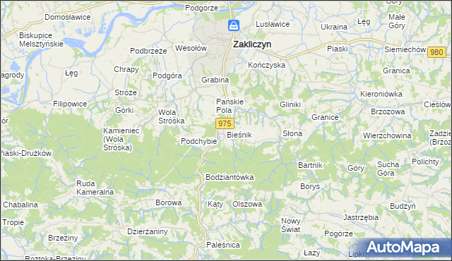 mapa Bieśnik gmina Zakliczyn, Bieśnik gmina Zakliczyn na mapie Targeo