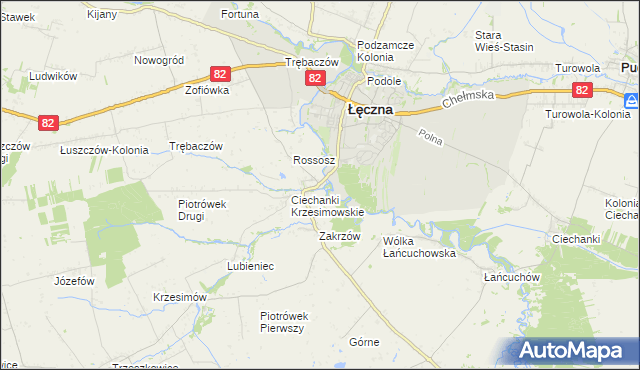 mapa Ciechanki Łęczyńskie, Ciechanki Łęczyńskie na mapie Targeo