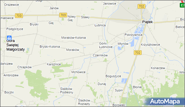 mapa Czerników gmina Piątek, Czerników gmina Piątek na mapie Targeo