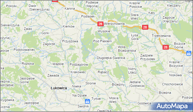 mapa Długołęka-Świerkla, Długołęka-Świerkla na mapie Targeo