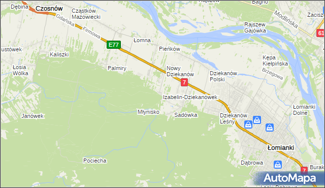 mapa Izabelin-Dziekanówek, Izabelin-Dziekanówek na mapie Targeo