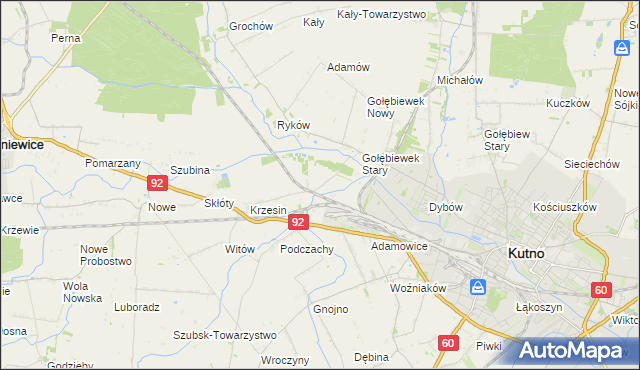 mapa Krzesinówek, Krzesinówek na mapie Targeo