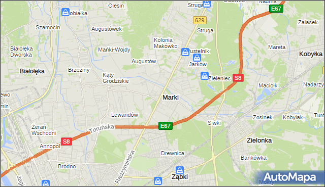 mapa Marki powiat wołomiński, Marki powiat wołomiński na mapie Targeo
