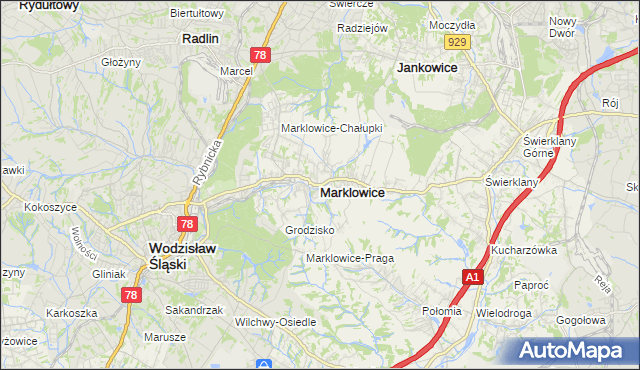 mapa Marklowice, Marklowice na mapie Targeo