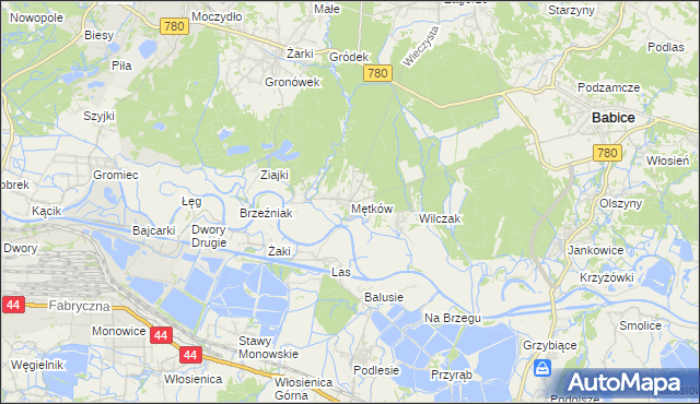 mapa Mętków, Mętków na mapie Targeo