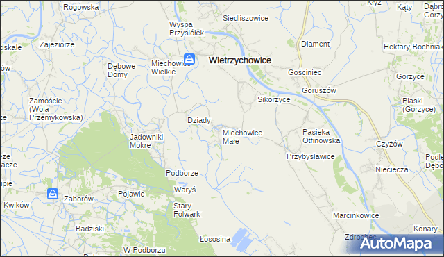 mapa Miechowice Małe, Miechowice Małe na mapie Targeo
