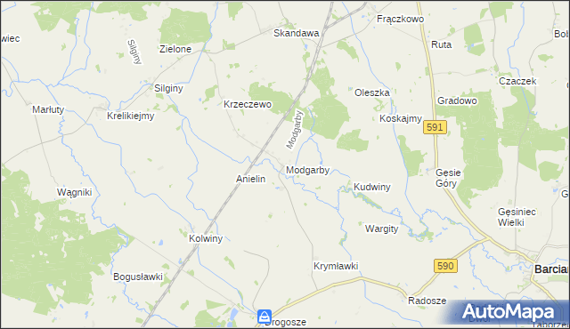 mapa Modgarby, Modgarby na mapie Targeo