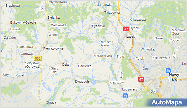 mapa Morawczyna, Morawczyna na mapie Targeo