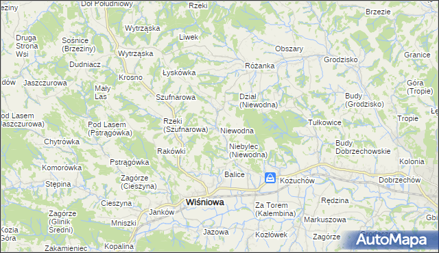 mapa Niewodna, Niewodna na mapie Targeo