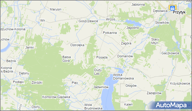 mapa Posada gmina Przytyk, Posada gmina Przytyk na mapie Targeo