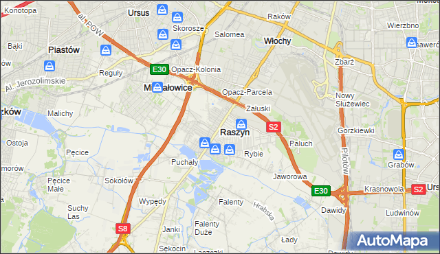 mapa Raszyn powiat pruszkowski, Raszyn powiat pruszkowski na mapie Targeo