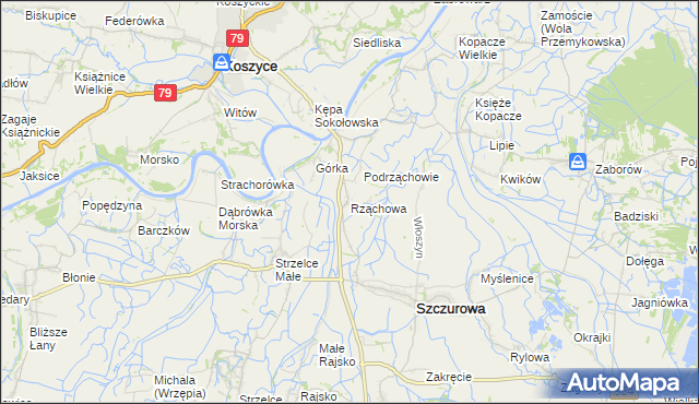 mapa Rząchowa, Rząchowa na mapie Targeo