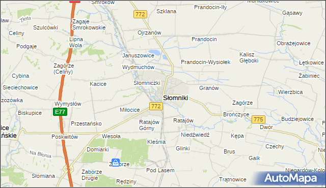 mapa Słomniki, Słomniki na mapie Targeo