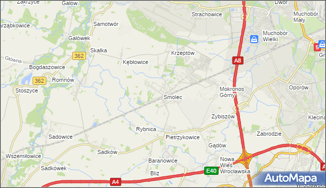 mapa Smolec, Smolec na mapie Targeo